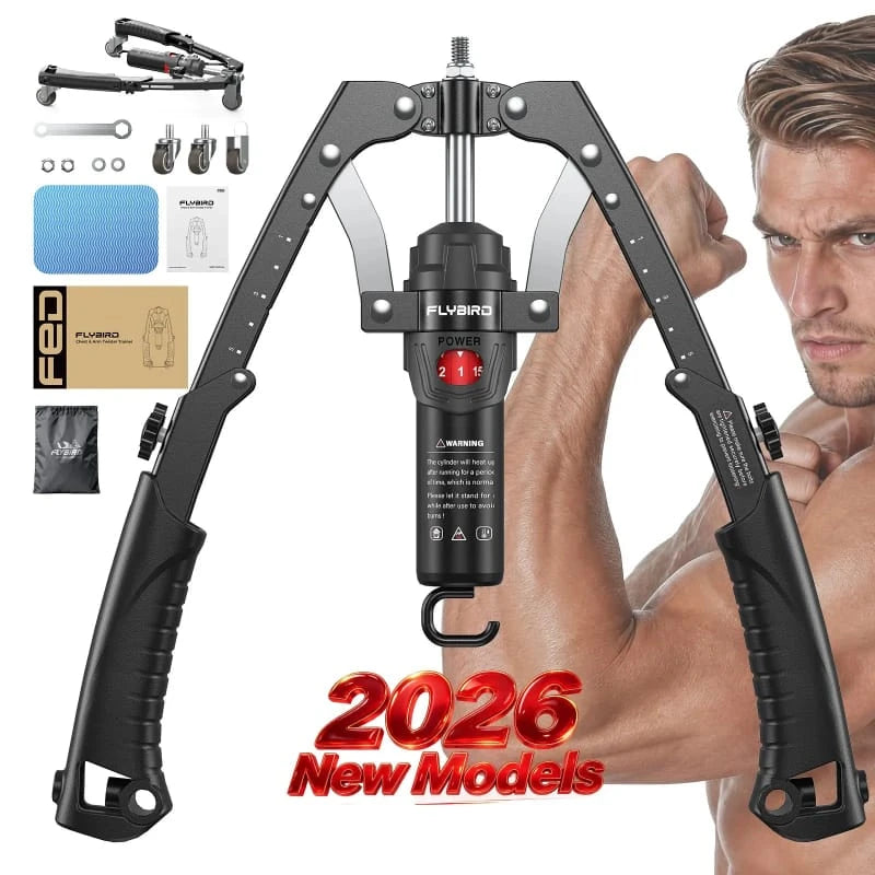 2-in-1 Hydraulic Chest & Arm Trainer with Ab Roller | 22–440 lbs Adjustable Home Gym Equipment