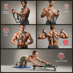 2-in-1 Hydraulic Chest & Arm Trainer with Ab Roller | 22–440 lbs Adjustable Home Gym Equipment