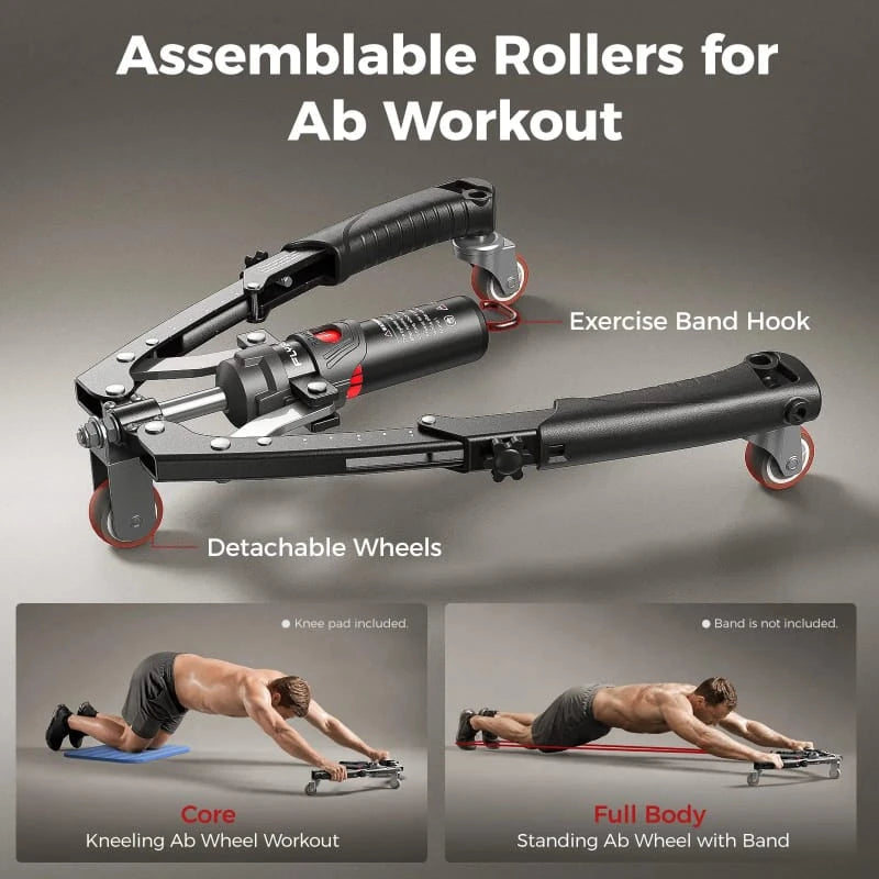 2-in-1 Hydraulic Chest & Arm Trainer with Ab Roller | 22–440 lbs Adjustable Home Gym Equipment