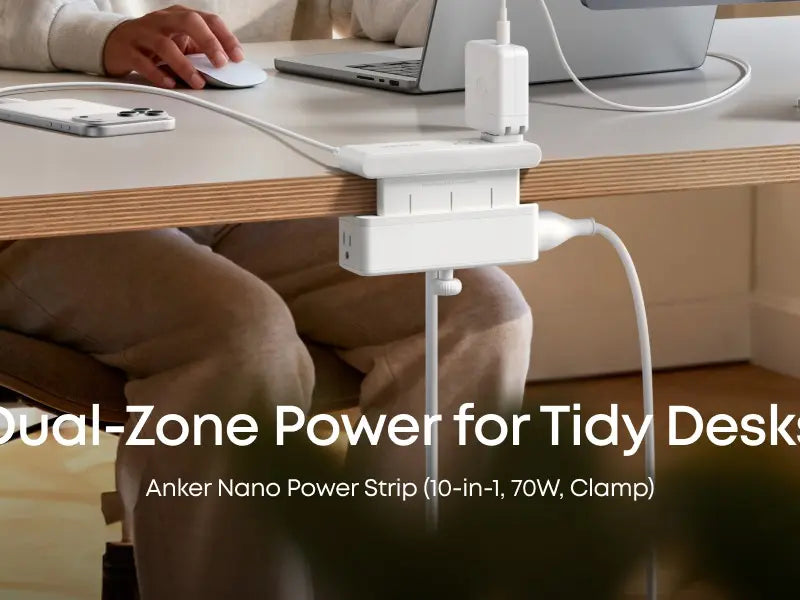 10 in 1 Clamp Power Strip with USB C Charging, Desk Mounted Extension Outlet with Surge Protection