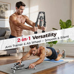 2-in-1 Hydraulic Chest & Arm Trainer with Ab Roller | 22–440 lbs Adjustable Home Gym Equipment