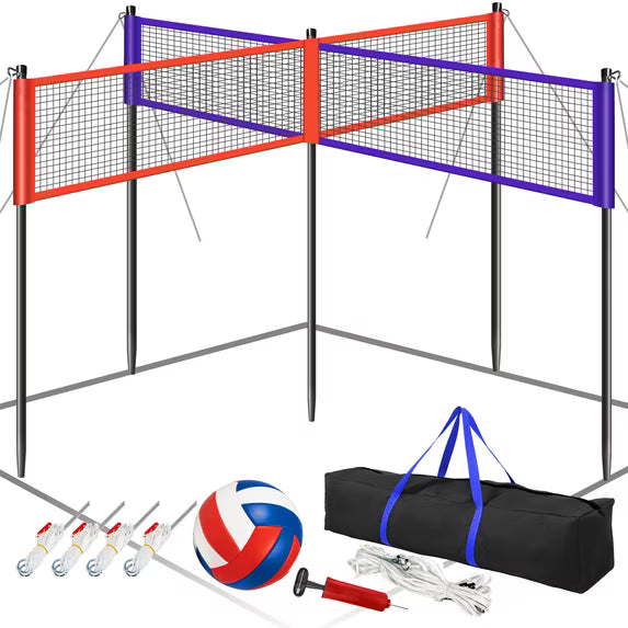 Portable 4-Way Volleyball Game Set