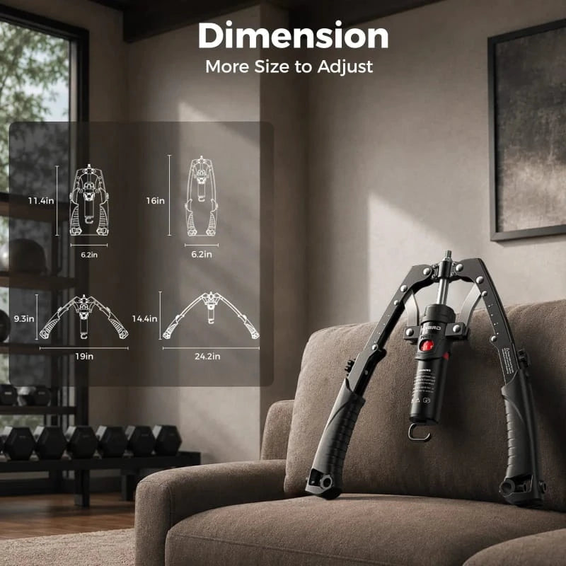 2-in-1 Hydraulic Chest & Arm Trainer with Ab Roller | 22–440 lbs Adjustable Home Gym Equipment