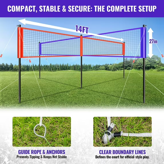 Portable 4-Way Volleyball Game Set