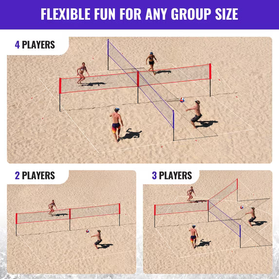Portable 4-Way Volleyball Game Set