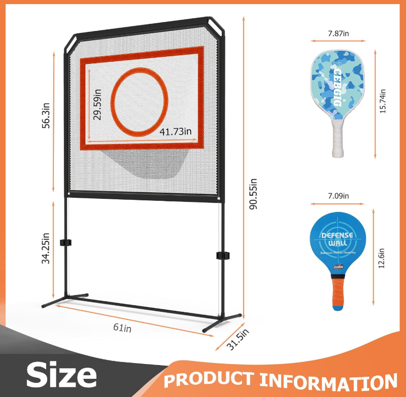 Portable Pickleball Net – Regulation Size Outdoor & Indoor Paddle Game Set with Ball Catch Net & Removable Target