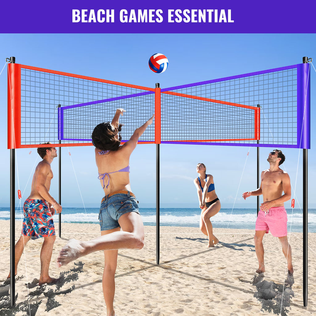 Portable 4-Way Volleyball Game Set