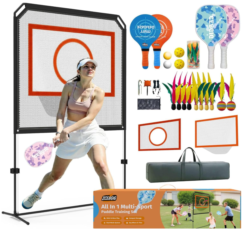 Portable Pickleball Net – Regulation Size Outdoor & Indoor Paddle Game Set with Ball Catch Net & Removable Target