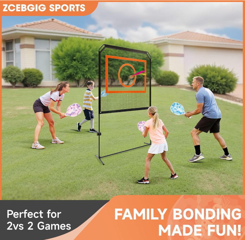 Portable Pickleball Net – Regulation Size Outdoor & Indoor Paddle Game Set with Ball Catch Net & Removable Target