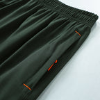 Men's zipper pocket shorts, summer ice silk beach shorts, ice-sense quick-dry sports casual pants, basketball shorts thin, plus-size men's clothing reflective strip design, Menswear，Plain Trouser，suitable for running and fitness. Beige,summe