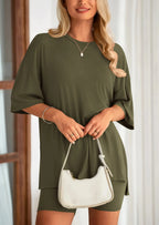 Women's Two Piece Lounge Set Summer Casual Oversized Shirts