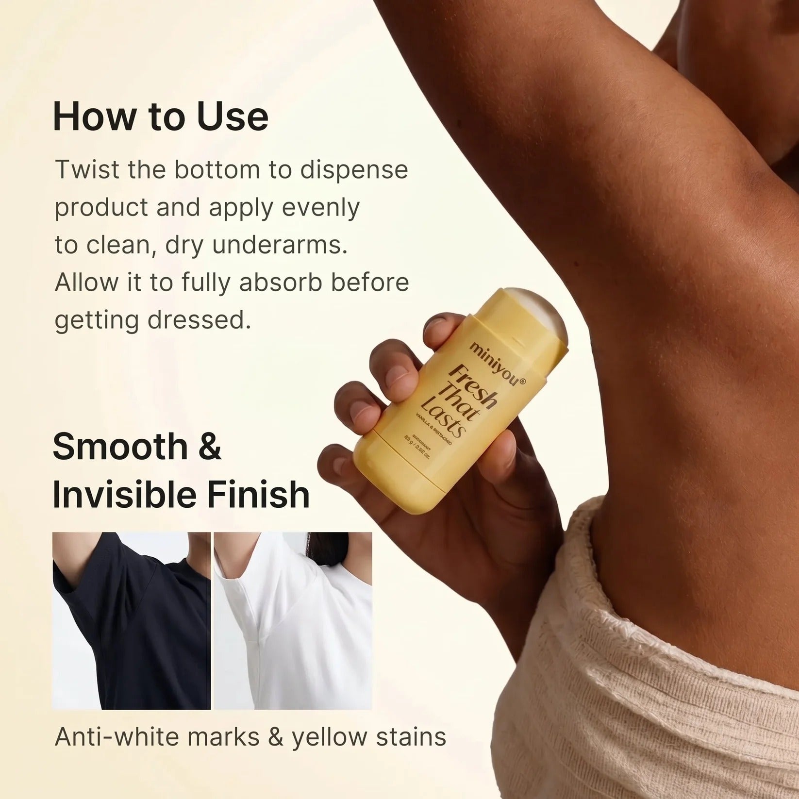 Vanilla Pistachio Aluminum Free Deodorant | 24H Odor Control + Dark Underarm Brightening for Sensitive Underarms